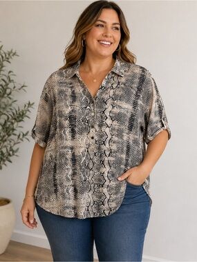 Laura Plus Snake Print Blouse – Poshmark Listing